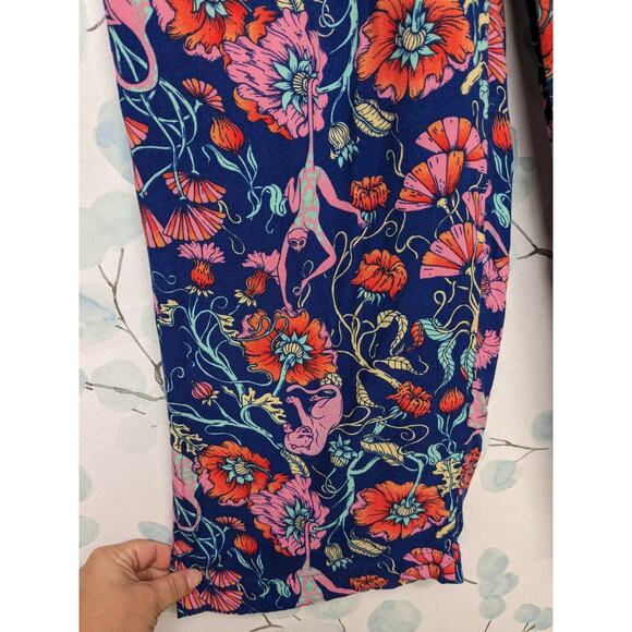 Monki Wide Leg Palazzo Pants Cropped Length Monkey Floral Jungle Womens XXS - Picture 5 of 9